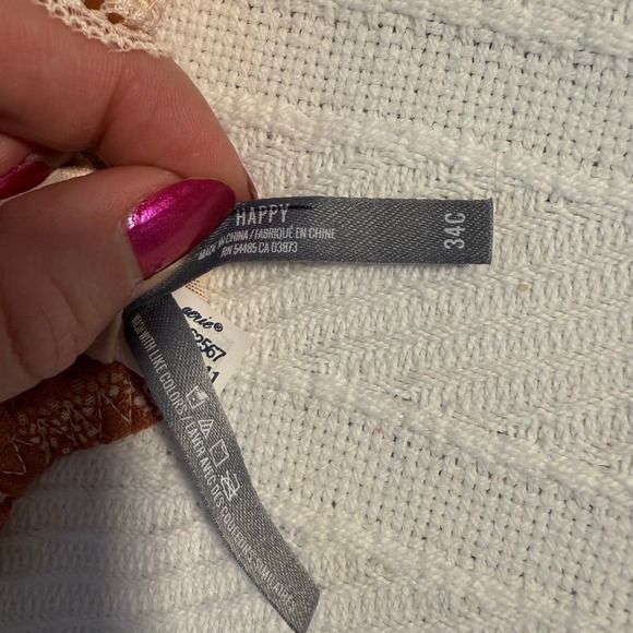 NWT Aerie by American Eagle Lace Bra neutral Color Block Happy 34C - Picture 3 of 9